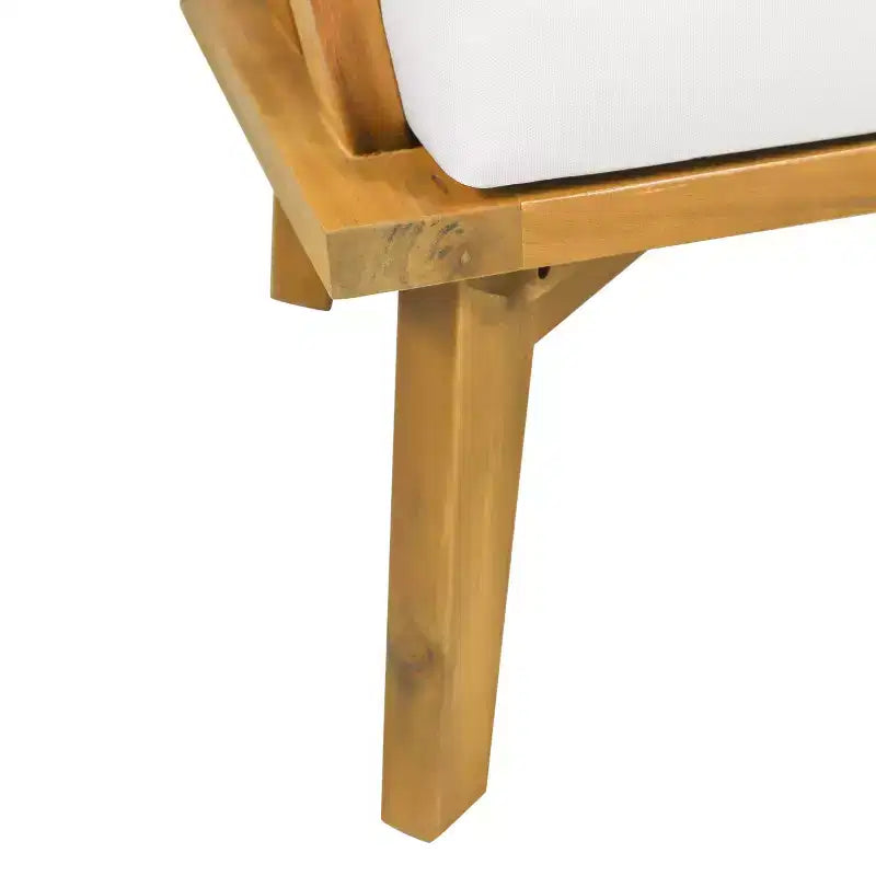 GDFStudio Lorie Outdoor Acacia Wood Club Chair and Side Table Set with Cushions, Teak/White