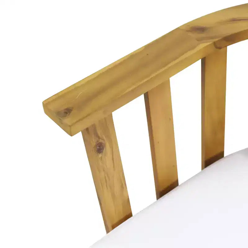GDFStudio Lorie Outdoor Acacia Wood Club Chair and Side Table Set with Cushions, Teak/White