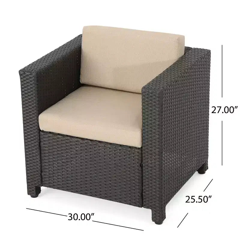 Christopher Knight Home Puerta Outdoor Wicker 4 Seater Club Chair Set with 2 C-Shaped Tables