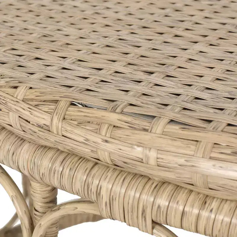 GDFStudio Colmar Outdoor Wicker Loveseat and Coffee Table Set with Cushions, Light Brown/Beige