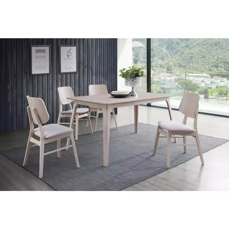 New Classic Furniture,Oscar 5-Piece Wood Dining Set, White Ash