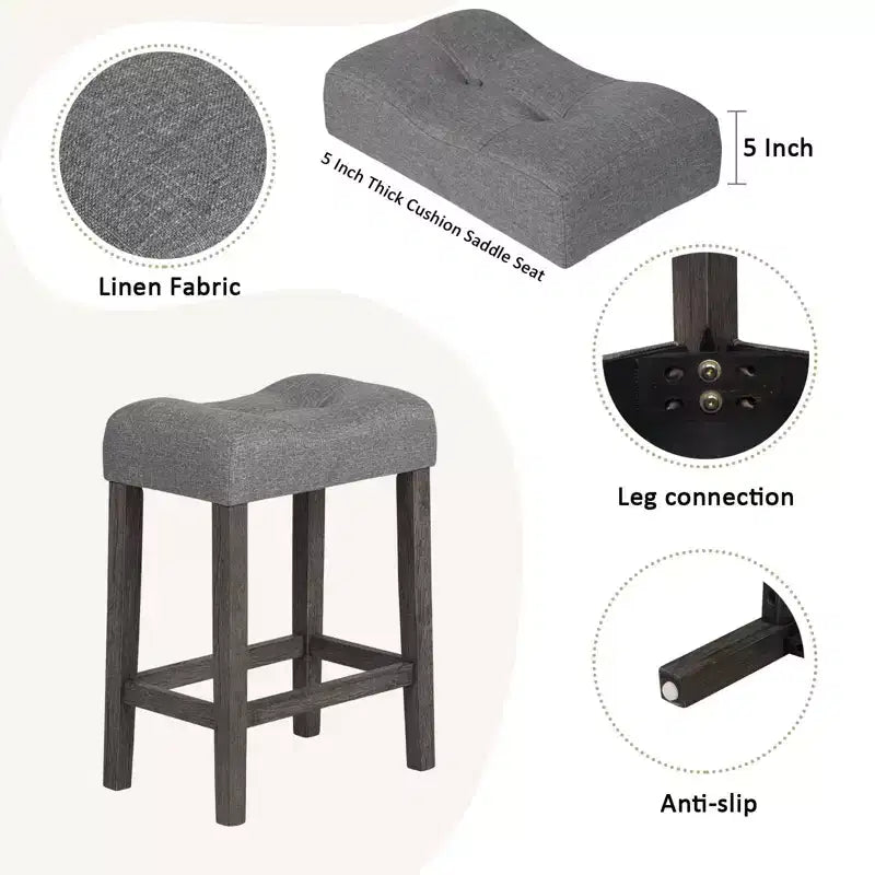 4-Piece Dinner Table Set , Dining Bar Table and Chairs Set,Bar Table Set with 3 Padded Stools,Brown