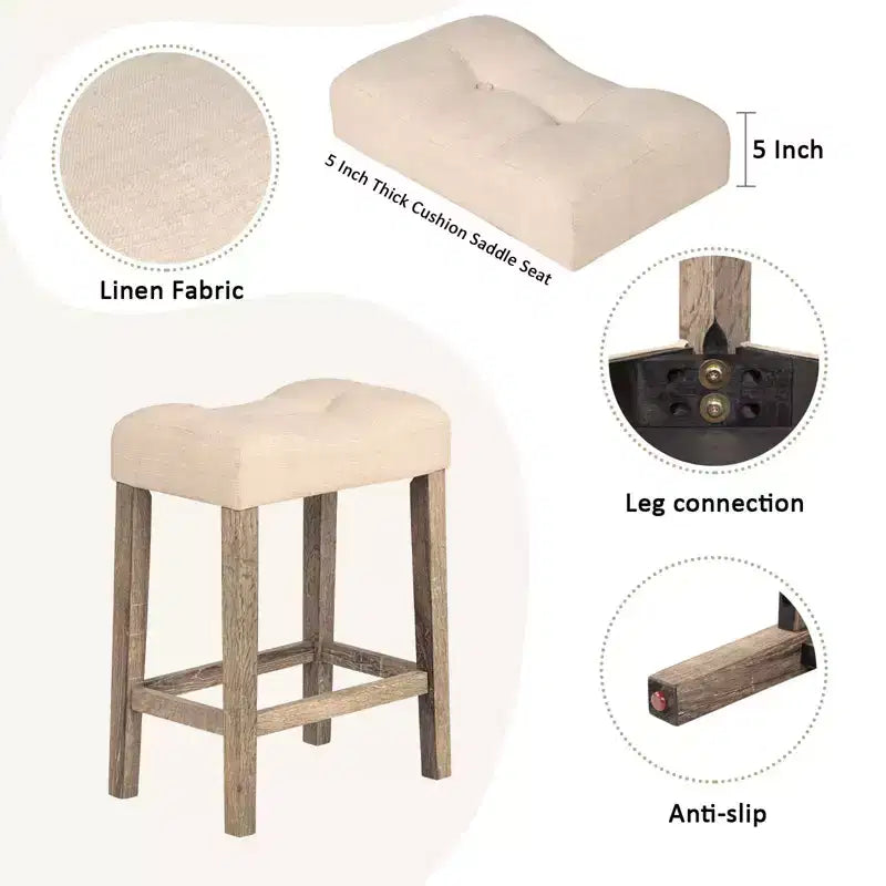 4-Piece Dinner Table Set , Dining Bar Table and Chairs Set,Bar Table Set with 3 Padded Stools,Brown