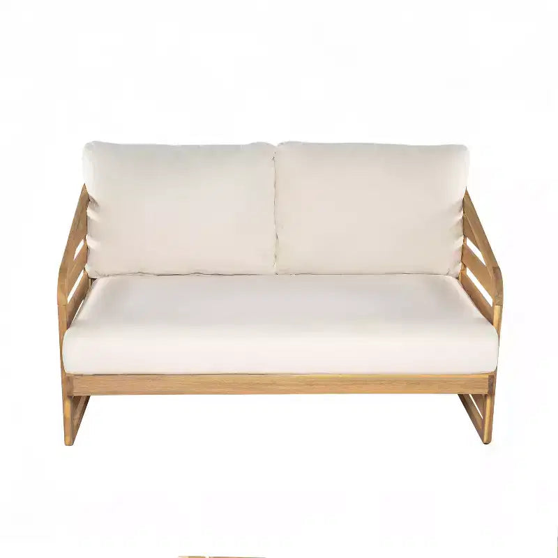 Christopher Knight Home Yantic 4 Piece Outdoor Modern Acacia Wood Chat Set with Water-Resistant Cushions
