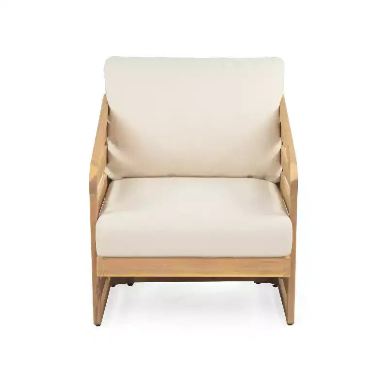 Christopher Knight Home Yantic 4 Piece Outdoor Modern Acacia Wood Chat Set with Water-Resistant Cushions