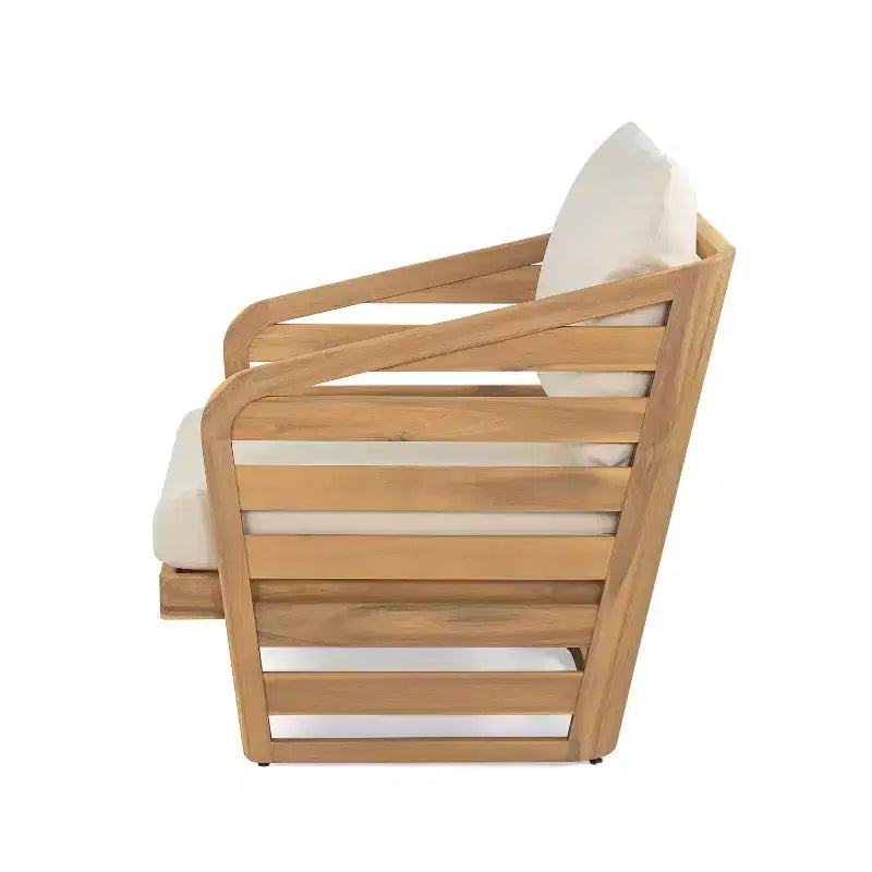 Christopher Knight Home Yantic 4 Piece Outdoor Modern Acacia Wood Chat Set with Water-Resistant Cushions