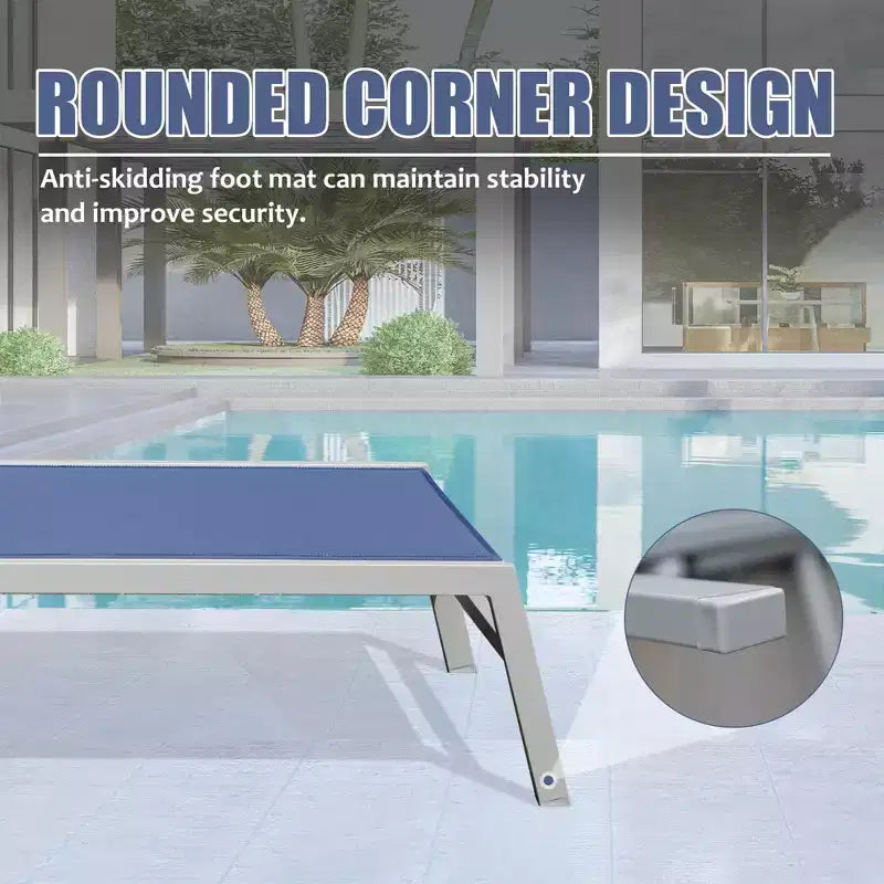 Okak Patio Lounge Chairs Set of 3 with Side Table,Aluminium Pool Outdoor Chaise Lounge for Patio,Beach,Yard