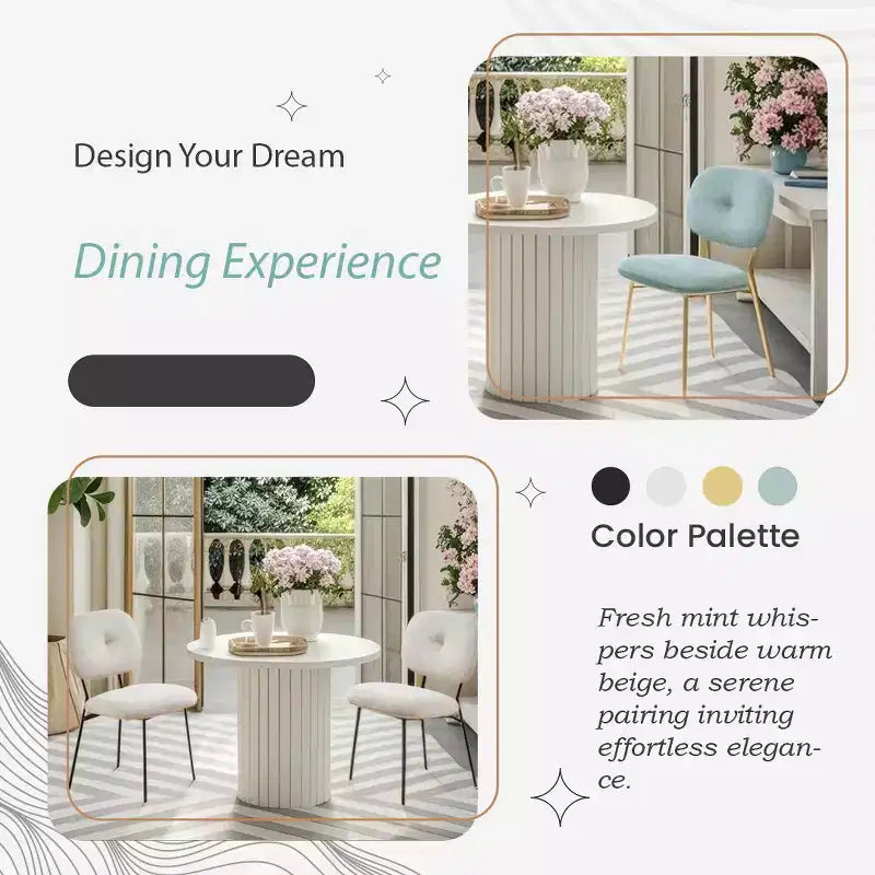 5 PCS Dining Set for 4, Modern Dining Table Set with 4 Upholstered Dining Chairs, Turquoise & Beige & White - ModernLuxe