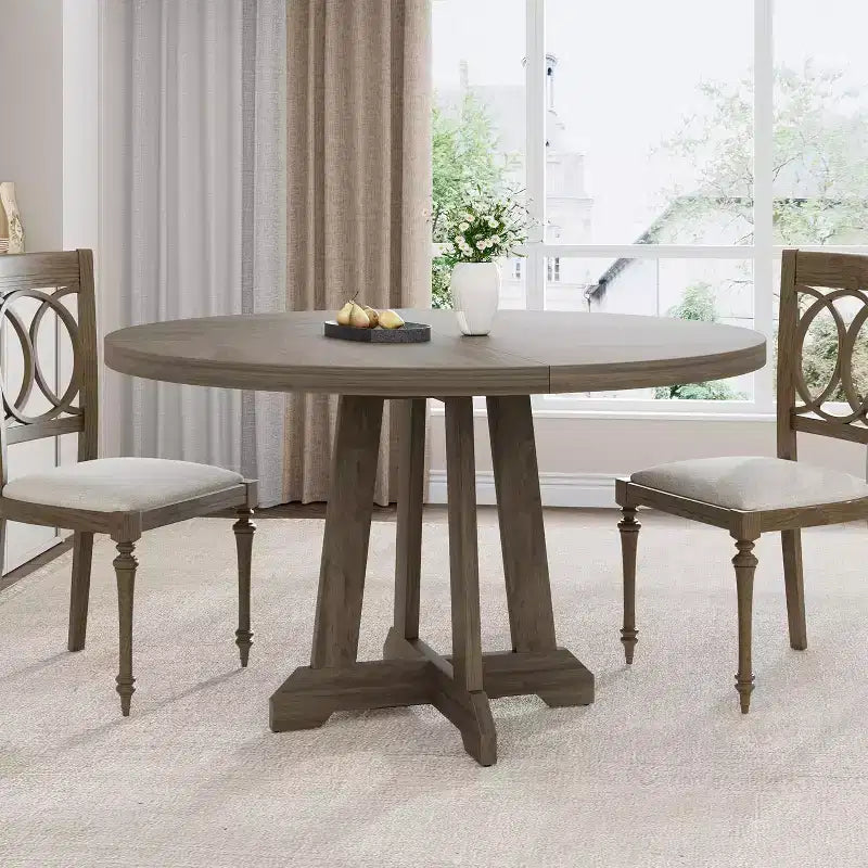 47 Inch Round Dinner Table for 4, Farmhouse Kitchen Table, Classic Dining Room Furniture, Wooden Round Table, for Kitchen, Dining Room