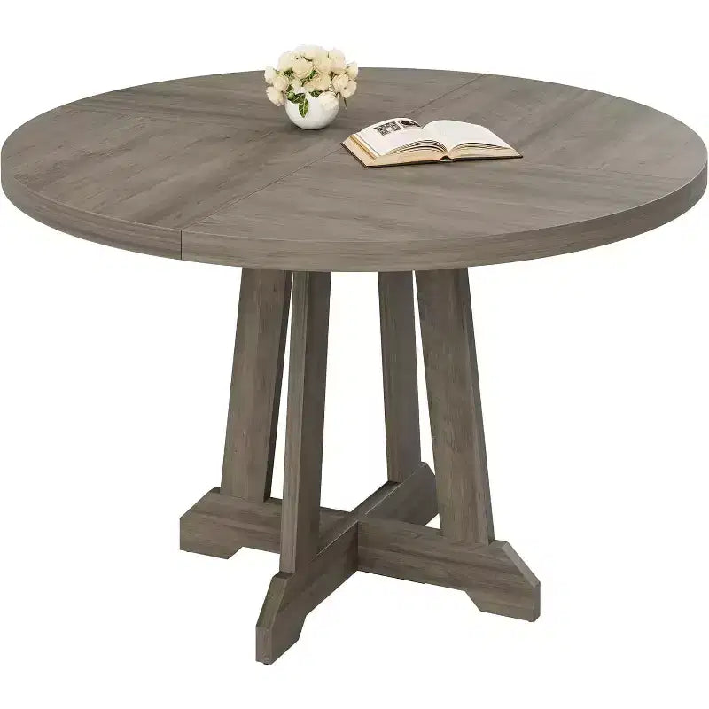 47 Inch Round Dinner Table for 4, Farmhouse Kitchen Table, Classic Dining Room Furniture, Wooden Round Table, for Kitchen, Dining Room