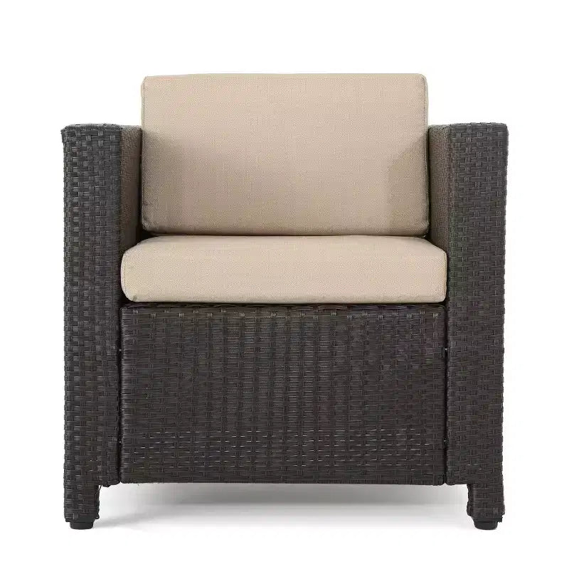 Christopher Knight Home Joanne 8 Piece Patio Set with Rattan Club Chairs and Aluminum C-Shaped Side Tables