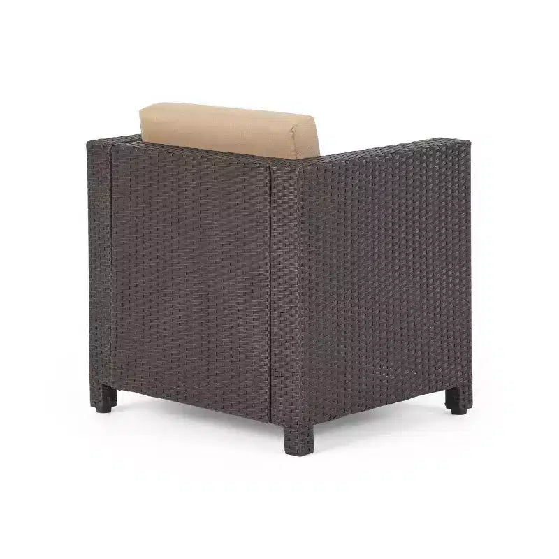 Christopher Knight Home Joanne 8 Piece Patio Set with Rattan Club Chairs and Aluminum C-Shaped Side Tables