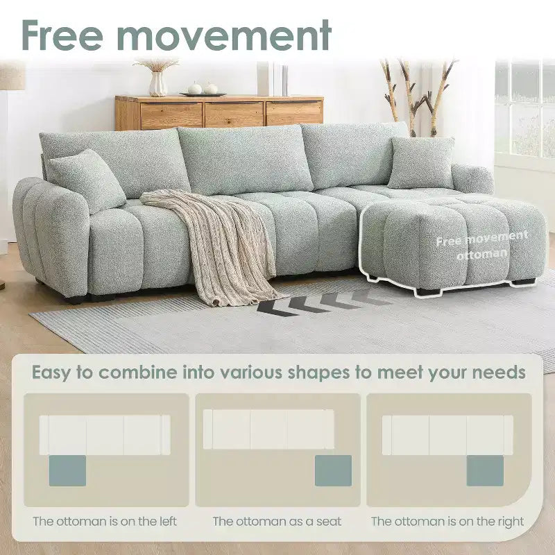 Merax L-Shaped Sectional Sofa with Free-Moving Ottoman
