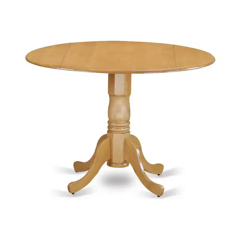 HomeStock Dropleaf Round Dining Table Set With 4 Chairs Oak Finish