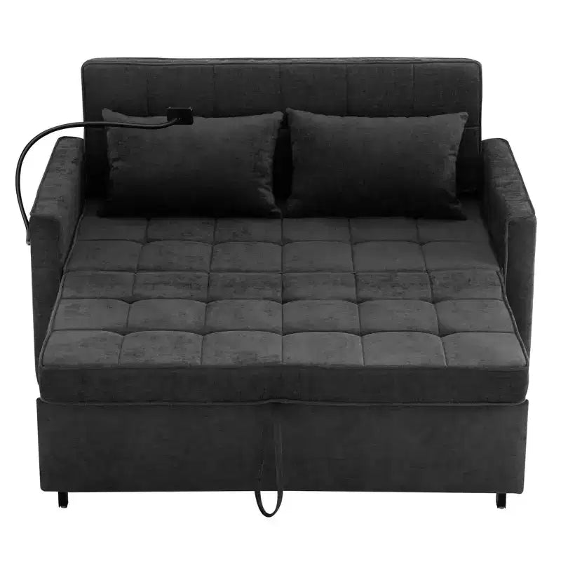 Merax Comfortable Chenille Loveseat Sofa with Pull-Out Sofa Bed