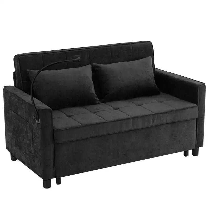 Merax Comfortable Chenille Loveseat Sofa with Pull-Out Sofa Bed