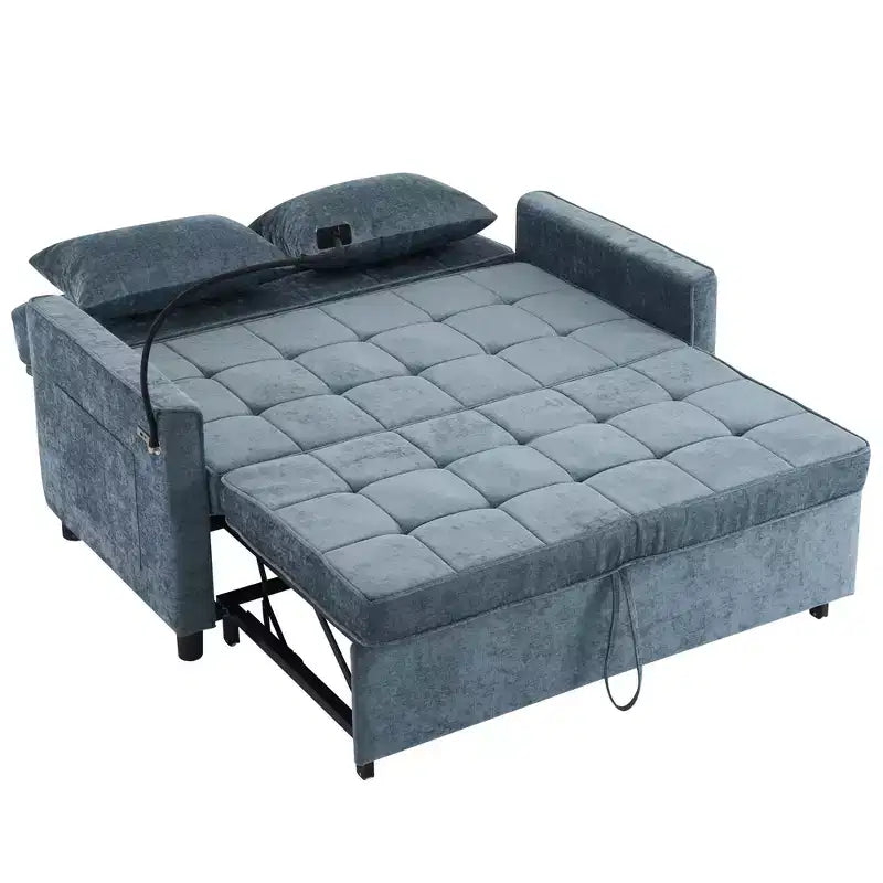 Merax Comfortable Chenille Loveseat Sofa with Pull-Out Sofa Bed