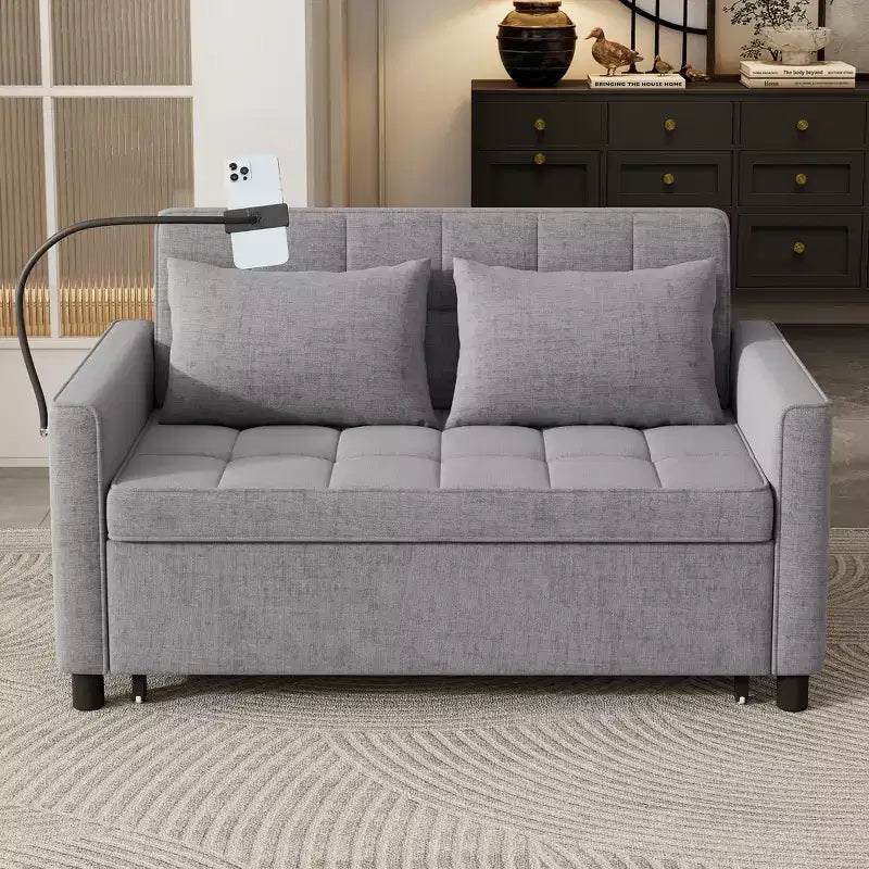 Merax Comfortable Chenille Loveseat Sofa with Pull-Out Sofa Bed