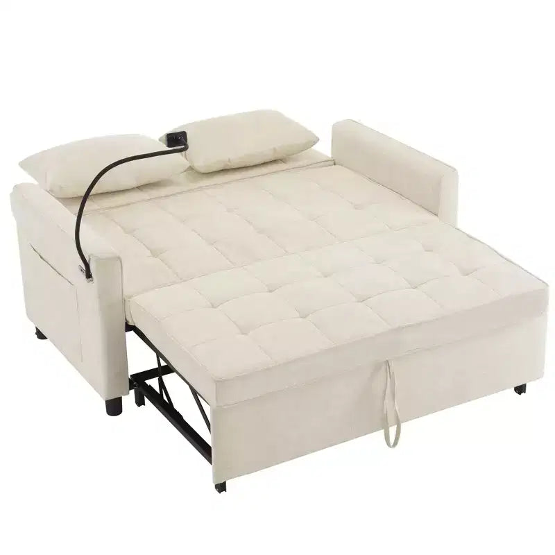 Merax Comfortable Chenille Loveseat Sofa with Pull-Out Sofa Bed