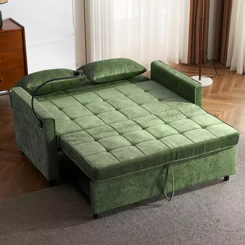 Merax Comfortable Chenille Loveseat Sofa with Pull-Out Sofa Bed