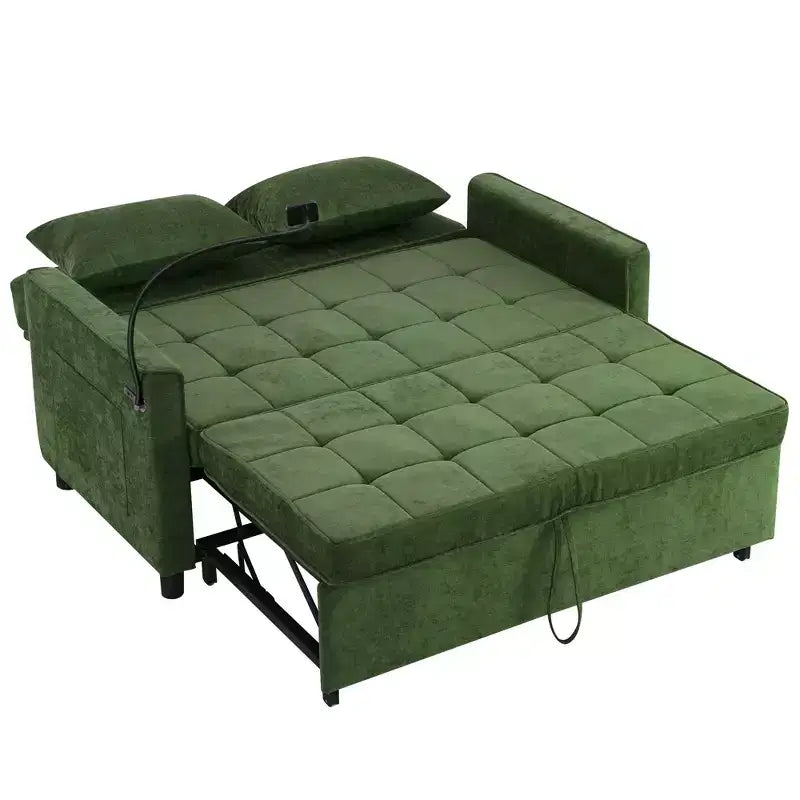 Merax Comfortable Chenille Loveseat Sofa with Pull-Out Sofa Bed