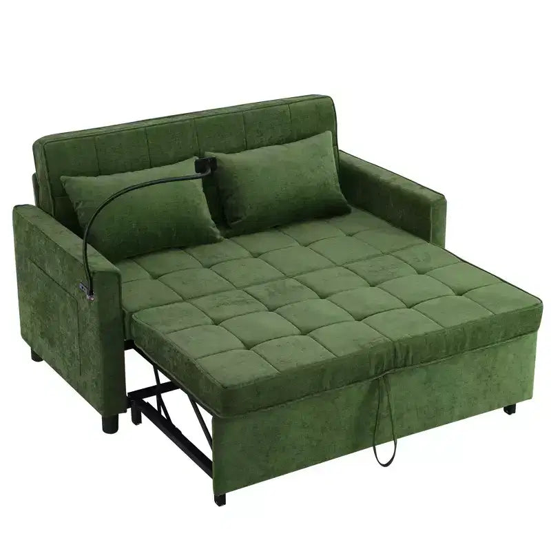 Merax Comfortable Chenille Loveseat Sofa with Pull-Out Sofa Bed