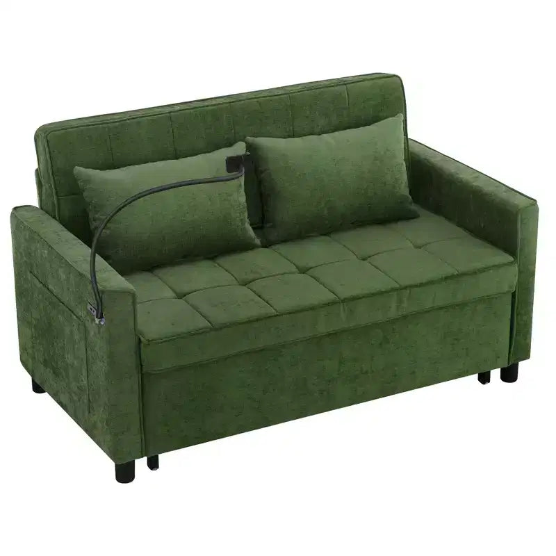Merax Comfortable Chenille Loveseat Sofa with Pull-Out Sofa Bed