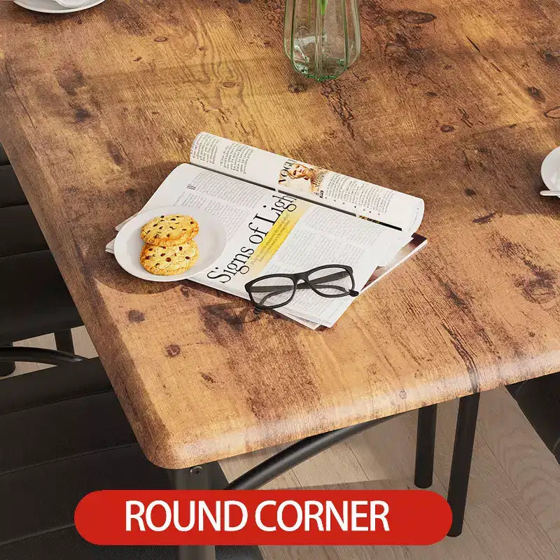 Dining Table Set for 4, Kitchen Table with Upholstered Chairs, Rectangular Wood Dining Room Table Set for Small Space, Dinner, Apartment, Home
