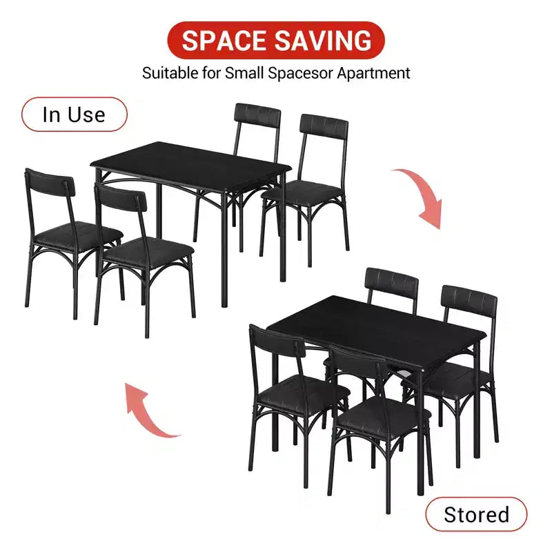 Dining Table Set for 4, Kitchen Table with Upholstered Chairs, Rectangular Wood Dining Room Table Set for Small Space, Dinner, Apartment, Home