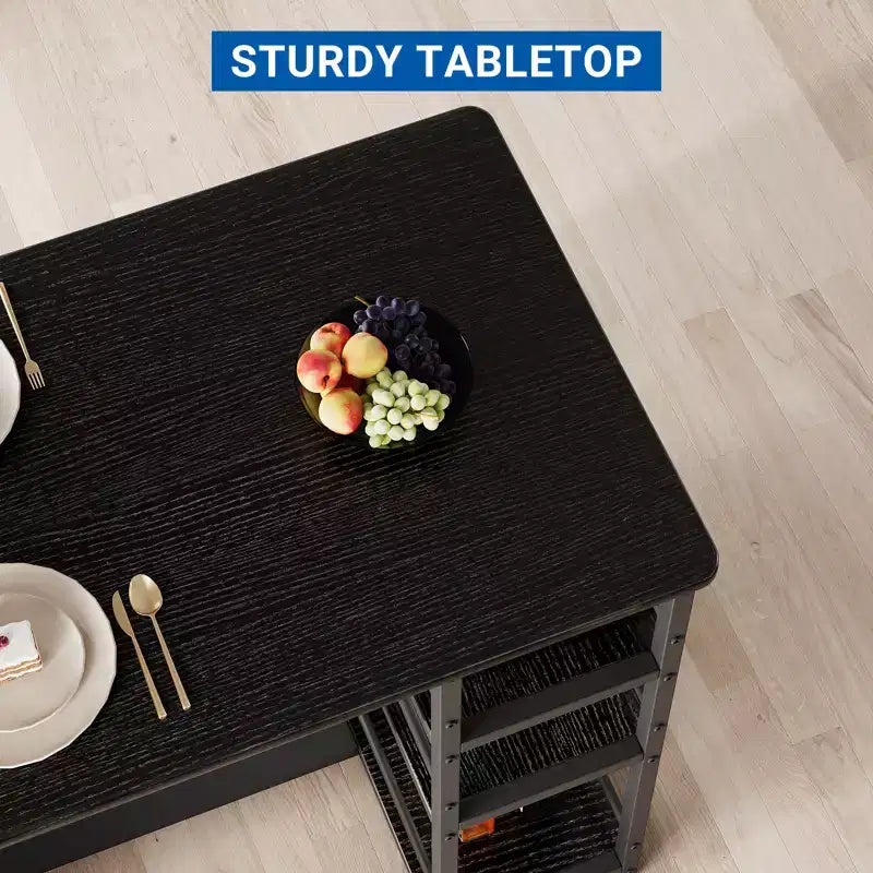 Counter Height Kitchen Table with 2 Upholstered Bar Stools, Wood Dining Table Chairs Set for 2 with Storage Shelves, for Small Space, Apartment