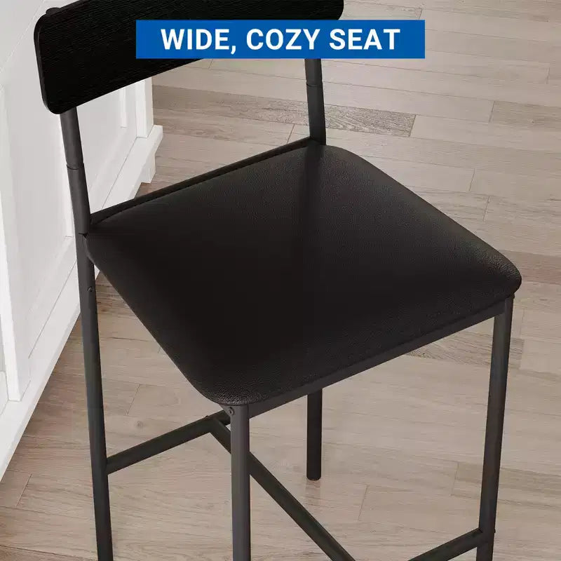 Counter Height Kitchen Table with 2 Upholstered Bar Stools, Wood Dining Table Chairs Set for 2 with Storage Shelves, for Small Space, Apartment