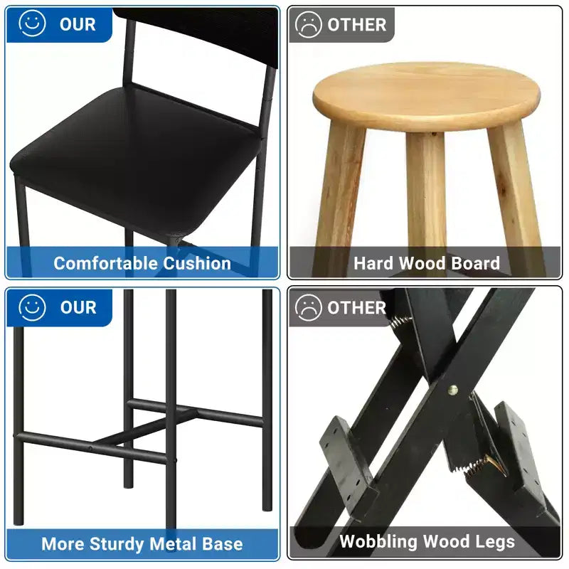 Counter Height Kitchen Table with 2 Upholstered Bar Stools, Wood Dining Table Chairs Set for 2 with Storage Shelves, for Small Space, Apartment