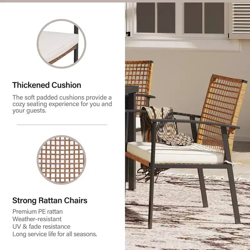 LAUSAINT HOME 5-piece Outdoor Rattan Dining Set Rattan Outdoor Table and Chairs for Backyard, Garden and Poolside