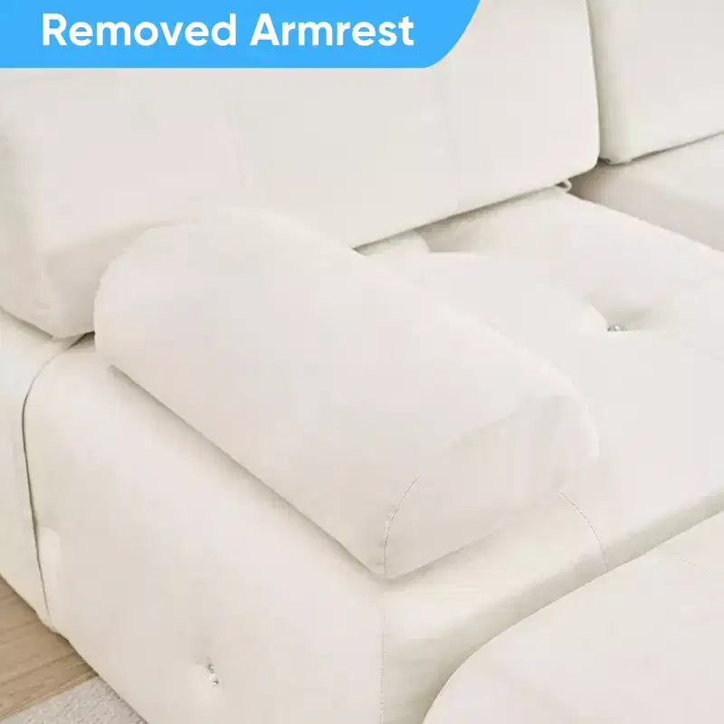Mjkone U-Shaped Velvet Modular Sectional Sofa With free Combination Ottoman,Convertible 4-Seater Sofa with Rivet Trim