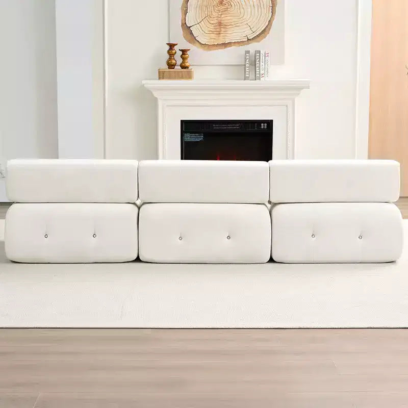 Mjkone L-Shaped Velvet 3-Seater Modular Sectional Sofa With Ottoman, Convertible Sofa Couches with Rivet Trim