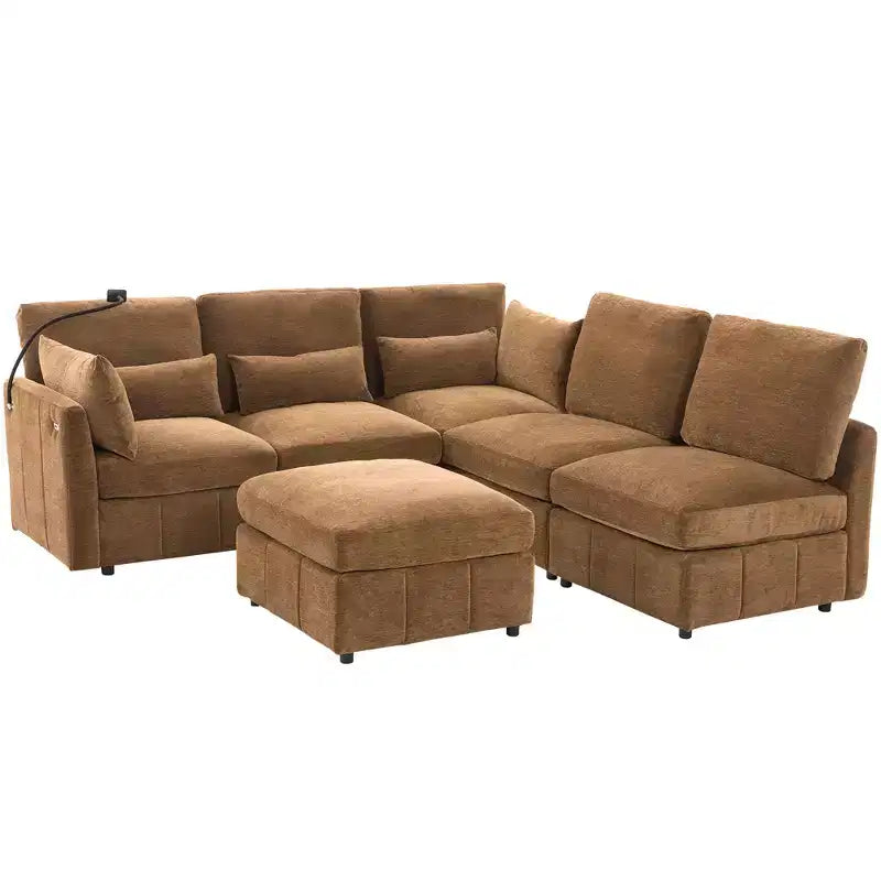 Merax Multifunctional Modular Sectional Sofa with Movable Ottoman