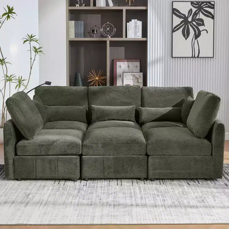 Merax Multifunctional Modular Sectional Sofa with Movable Ottoman