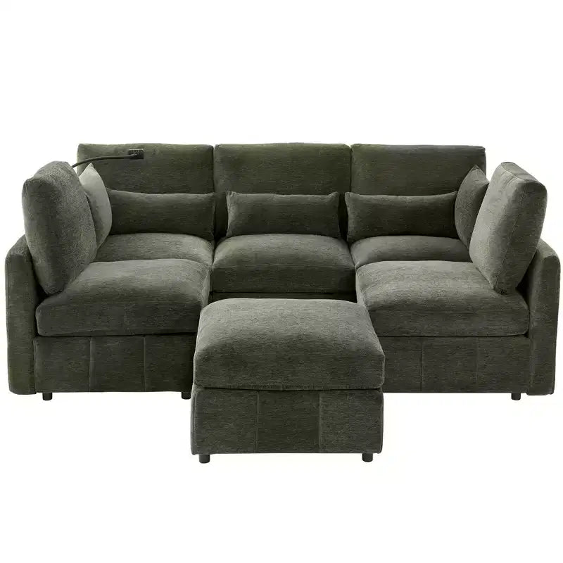 Merax Multifunctional Modular Sectional Sofa with Movable Ottoman