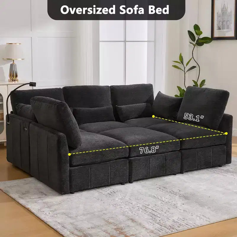 Merax Multifunctional Modular Sectional Sofa with Movable Ottoman