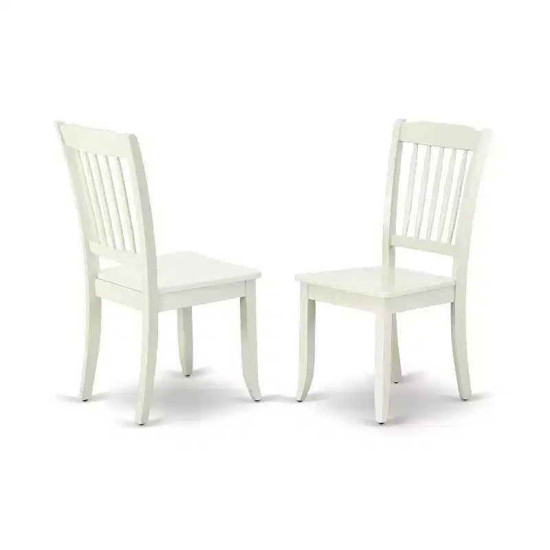 HomeStock Belmont 6PC Rectangular 60 inch Table and 4 vertical slatted Chairs plus 1 bench, Linen White