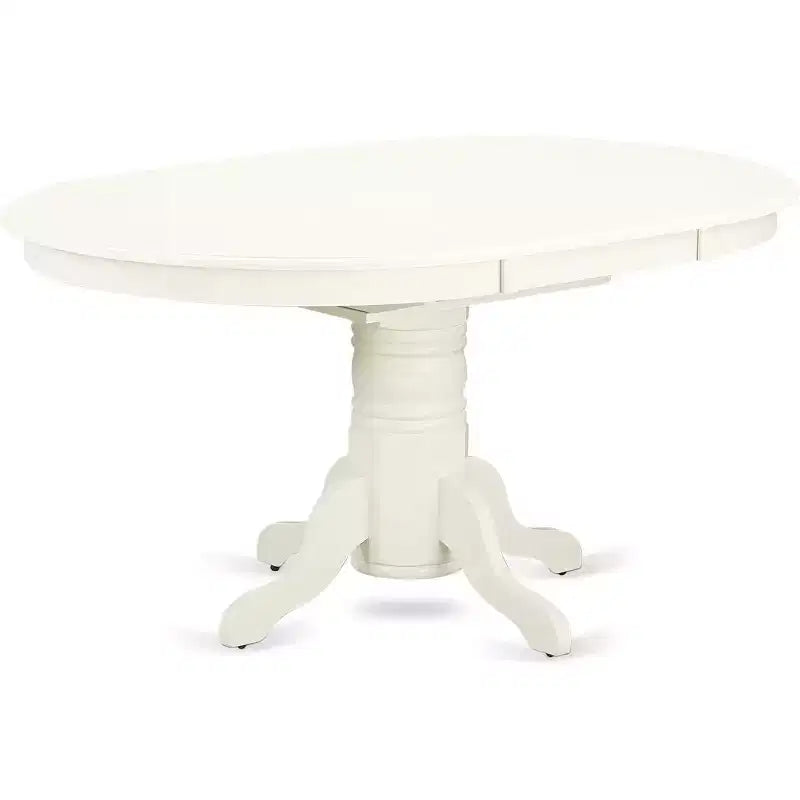 HomeStock Belmont 7Pc Oval 42/60 Dinette Table With 18 In Butterfly Leaf And 6 Parson Chair With Linen White Leg And Linen Fabric Dark Shitake