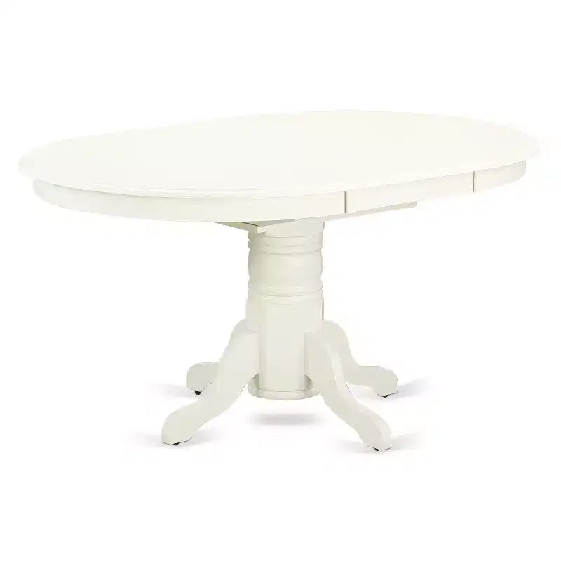 HomeStock Belmont 7PC Oval 42/60 inch Table with 18 In Leaf and 6 Double X back Chairs, Linen White