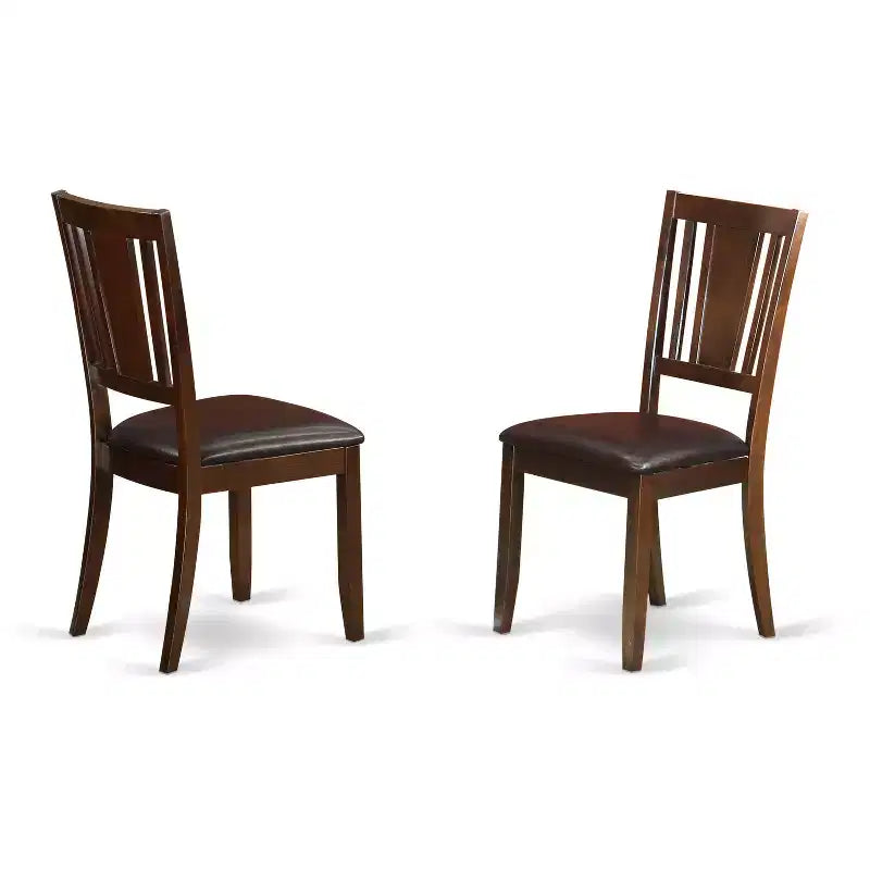 HomeStock Belmont Dining Set for 3 Wooden Dining Room Chairs, Wood Dining Table - Chocolate Brown Color Faux Leather - Mahogany Finish