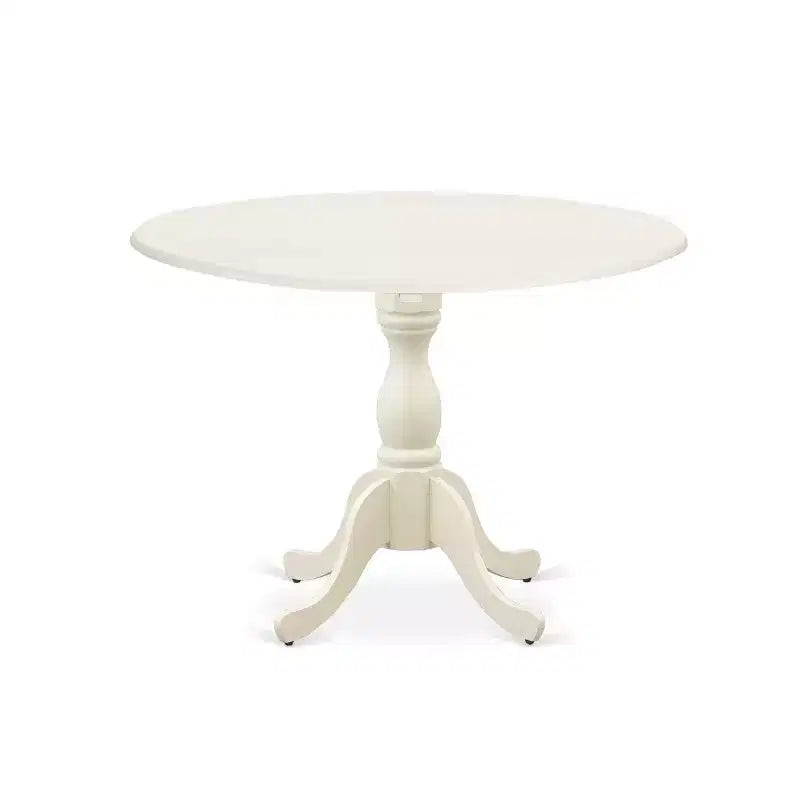 HomeStock Belmont 3 Piece Dining Room Set 1 Drop Leaves Wood Table and 2 Light Beige Linen Fabric Dinning Chairs with High Back - Linen White Finish