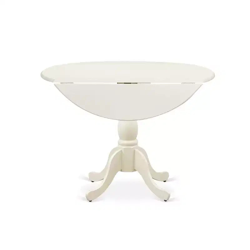 HomeStock Belmont 3 Piece Dining Room Set 1 Drop Leaves Wood Table and 2 Light Beige Linen Fabric Dinning Chairs with High Back - Linen White Finish