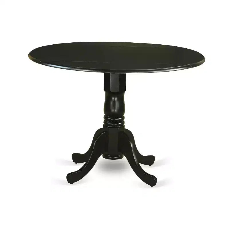 HomeStock Belmont 5Pc Round 42 Kitchen Table With Two 9-Inch Drop Leaves And Four Parson Chair With Black Leg And Linen Fabric Shitake