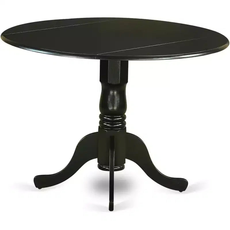 HomeStock Belmont 5Pc Round 42 Kitchen Table With Two 9-Inch Drop Leaves And Four Parson Chair With Black Leg And Linen Fabric Shitake
