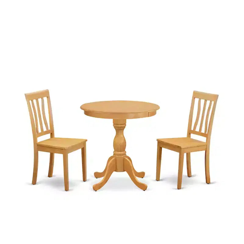 HomeStock Belmont 3-Pc Modern Dining Room Set - 2 Dining Room Chairs and 1 Dining Room Table (Oak Finish)