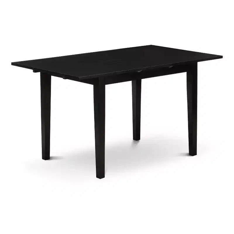 HomeStock Belmont 5 Piece Kitchen Set Consists of a Rectangle Dining Table with Butterfly Leaf and 4 Upholstered Chairs, Black