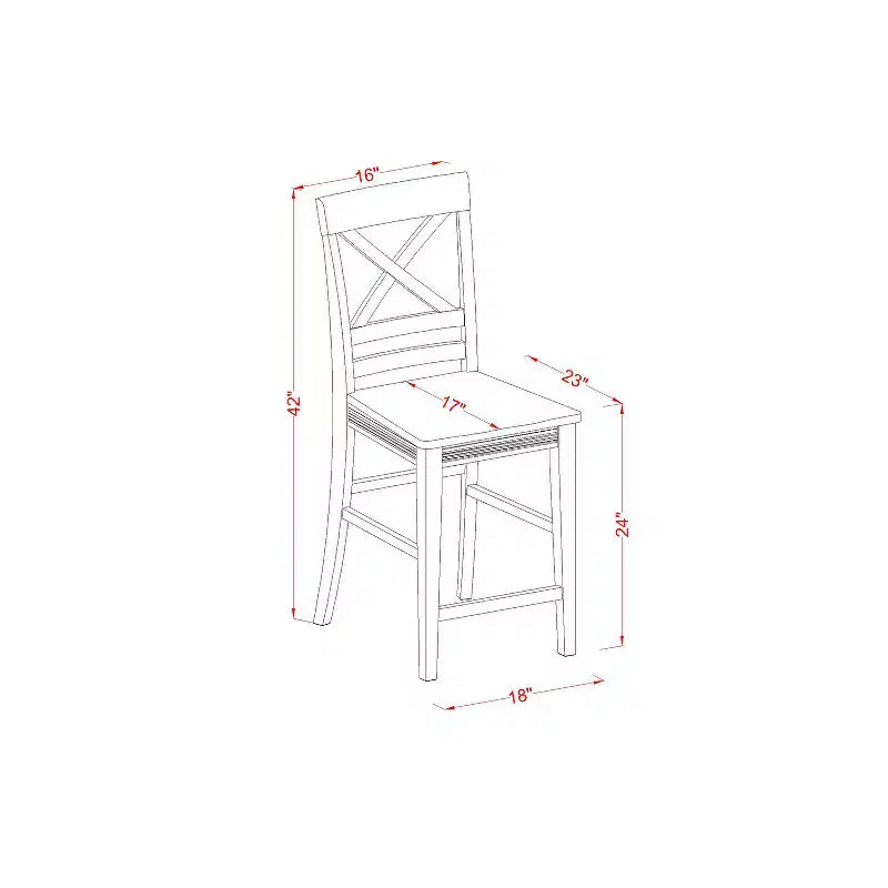 HomeStock Belmont Dining Counter Height Set- High Table And Dining Chairs